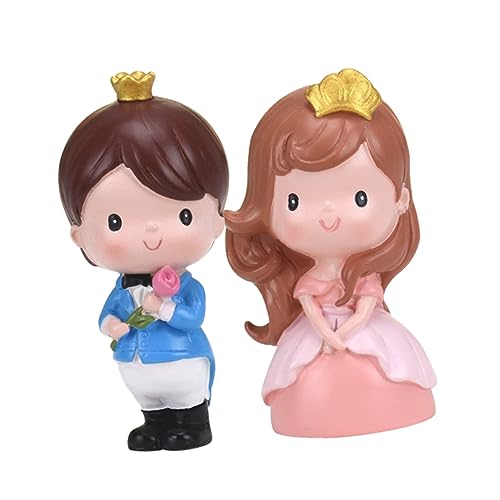 VICASKY 2st Prinzessin Prinz Ornament Paarfiguren Hochzeitsskulptur Kuchendekorationssets Hochzeitstorte Einfügen Hochzeitstortendekorationen Cupcake-dekoration Andenken Puppen Harz von VICASKY