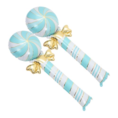 VICASKY 2st Zuckerstangenballons Zuckerstangen Aufblasen Geburtstagsbanner Nähen Weihnachtsballon Wiederverwendbare Ballongirlande Ballonpumpe Schlagballon Doppelt Aluminiumfolie Sky-blue von VICASKY