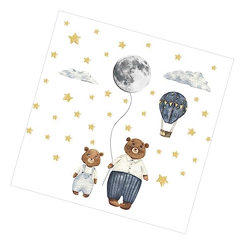 VICASKY 3 Sätze Bär Mond Wanda Kleber Tierische Wandtattoos Kinderzimmer Wandsticker Wall Stickers for Room Dekorativer Raumaufkleber Wandtattoo Pvc 2 Stück * 3 von VICASKY