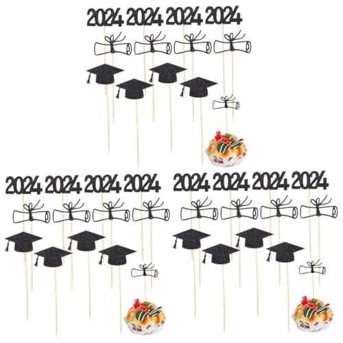 VICASKY 3 Sätze Graduierungskappe-kuchendekoration Grad Cupcake Topper Abschluss-dessert-topper Cupcake-topper Zum Abschluss 2024 Abschlusstortenaufsätze 2024 Kuchendekorationen Papier von VICASKY