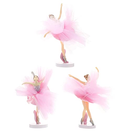 VICASKY 3 Sätze Kuchendekoration Geburtstagskuchen-picks Ballerina-cupcake-topper Tanzende Ballerina-mädchenfigur Gefälligkeiten Für Geburtstagsfeiern Miniatur-mädchen Rosa Pvc von VICASKY