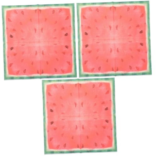 VICASKY 3 Sätze Wassermelonen-partytücher Cellophan Wassermelonen-partyzubehör Wassermelonen-servietten Geburtstag Essbar Fruchtig Oh Schwimmbad Kuchen Obst Rot Papier 40 Stück * 3 von VICASKY