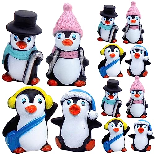 VICASKY 3 Sätze Winterpinguin Ornament Pinguin Kuchendekoration Mikro Pinguin Weihnachtsdekoration Für Fischtanks Fischtank Weihnachtsdekoration Kleine Terrarium Figur 12 Stück * 3 von VICASKY