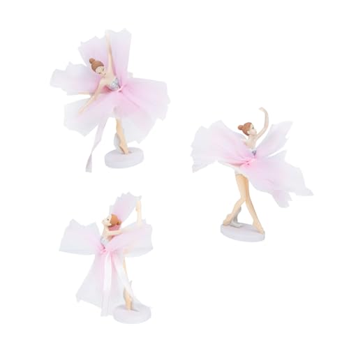 VICASKY 3 Sets Mädchen Ballerina Balletttänzerin Statue Entzückende Ballerina Bastelarbeiten Feen Kuchenaufsatz Geburtstags Cupcake Topper Feen Cupcake Topper Kuchendekoration von VICASKY