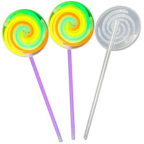 VICASKY 3 Stück Fluoreszierende Lollipop Raketenspinner Aufblasbar Partyspielzeug Bunte Lollis Stäbchen Leuchtstäbe Lollipop Requisite Kinderspielzeug Lollis Leuchtende Lollis von VICASKY