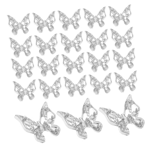 VICASKY 30 Stück Schleifen Nagel Charms Schmetterling Nagel Edelsteine Schmetterlingsanhänger Nageln Blumen-nagelanhänger Silberne Nagelanhänger Schmetterling Für Nägel Metall Silver von VICASKY