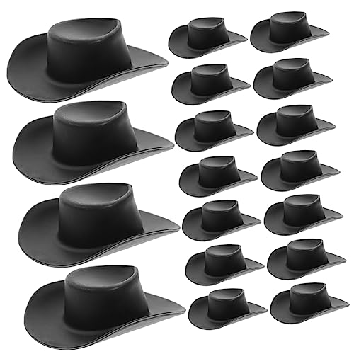 VICASKY 30St Mini-Cowboyhut Hüte Masse Mini-Zylinder Kinderhüte Miniaturhüte basteln Kuhmädchenhüte kinderspielzeuge Puppenhut entzückende kleine Hüte kleine Hüte basteln Plastik Black von VICASKY