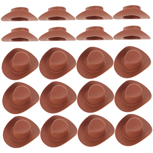 VICASKY 30St Mini-Cowboyhut Puppenhut Cowboyhut für Puppen Stofftiere Hut Bastelbedarf Hut Cowboy-Strohhut brauner Cowgirlhut austauschbare Miniaturhüte zarte Puppenhüte Plastik Brown von VICASKY