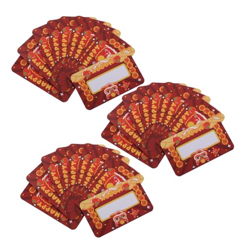 VICASKY 30st Rubbellos-geschenkkarte Chinesische Rubbelkartenpreise Neujahrsdekorationen Party-rubbelspiel Chinesische Neujahrsspiele Chinesische Elemente Partyzubehör Papier Rot von VICASKY