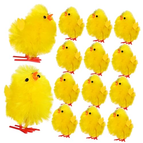 VICASKY 36 Stk Dekoratives Küken Osterkorb Stuffers Mini-Küken-Figuren Hühnerfigur cute decor easter egg decoration gefälschte Osterhühner falsche Küken Chemiefaser und Kunststoff Yellow von VICASKY