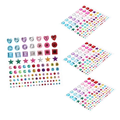 VICASKY 4 Bögen Love Crystal Drill Sticker Scrapbook Sticker Juwelenaufkleber Strassaufkleber Nagelaufkleber Glitzerjuwelenaufkleber Entzückende Sternaufkleber Kristallepoxid Bunt von VICASKY