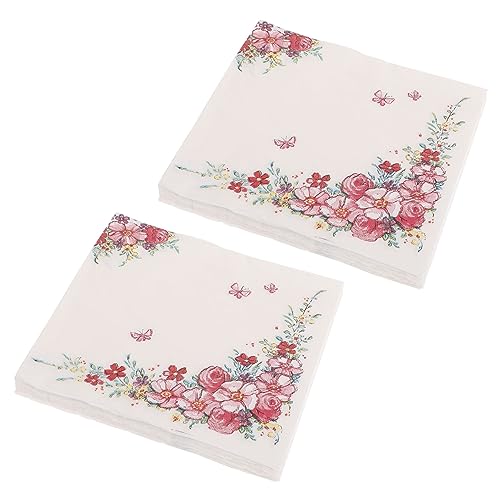 VICASKY 4 Papierserviette Servietten Für Die Brautparty Dessertservietten Rosa Servietten Frühlingsblumenservietten Dekor Servietten Themenbezogene Partyservietten Getränkeservietten von VICASKY