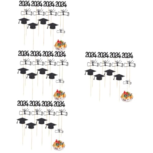 VICASKY 4 Sätze Graduierungskappe-kuchendekoration Abschluss-dessert-topper Abschluss-cupcake-topper Grad Partyzubehör Abschlusstortenaufsätze Abschlusstorte Picks Grad Cupcake Topper Holz von VICASKY