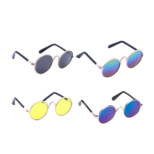 VICASKY 4 Stück Haustier Brille Haustierbrillen Modebrillen für Haustiere Puppenbrille Coole Tierbrille Retro-Haustier-Sonnenbrille Puppe Dekor Gläser Brille für Puppenhaustier von VICASKY