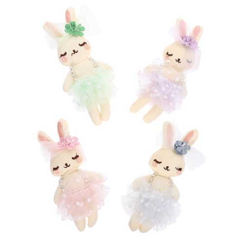 VICASKY 4 Stück Kaninchen Puppe Puppe Plüsch Osterhase Stofftier Hase Kuscheltier Kaninchen Kuscheltier Kopfschmuck Accessoires Kleidung Kaninchen Accessoires Pp Baumwolle von VICASKY