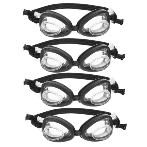 VICASKY 4 Stück Puppe Mini-Schwimmbrille Schwimmbad Mini-Brille zum Anziehen der Puppe Brille für Puppe Puppenbrille winzige Brille Puppenkostüm-Brille Plastik Black von VICASKY