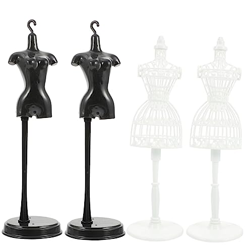 VICASKY 4 Stück Puppenaufhänger Kleiderformen Zum Nähen Kleiderständer Für Puppen Kleiner Ausstellungsstand Mini-kleiderständer Puppenständer Displayhalter Kleid Schaufensterpuppe Abs Weiß von VICASKY