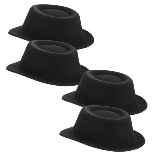 VICASKY 4 Stück Puppenfigur Hut schwarzer Fedora-Hut Hüte dekoratives Puppenhut-Ornament dekorativer Hutkopfschmuck weinachtsmützen weihnachsmütze Miniaturhut Kleiner Hutkopfschmuck Stoff von VICASKY