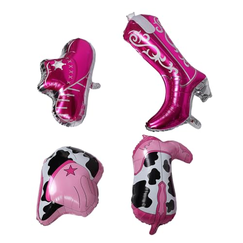 VICASKY 4 Stück Western-partyballons Cowgirl-ballons Western-partydekorationen Cowgirl-junggesellenparty-dekorationen Cowgirl-partyzubehör Cowboy-dekorationen Westernballons Aluminiumfolie von VICASKY