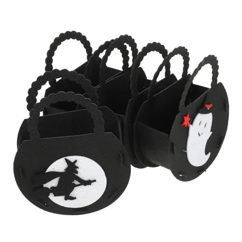 VICASKY 4 Stück halloween tasche halloween bag halloween suessigkeiten Hexen-Süßigkeitseimer Kürbis Süßes sonst gibt's Saures Tasche Geschenkbeutel Halloween-Süßigkeitstüte Filzstoff Black von VICASKY