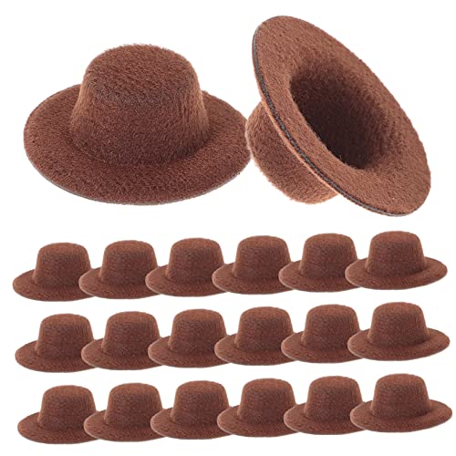 VICASKY 40 STK Mini-Hut Kinderkleider kinderkleidung Jazzhut Toys for Kinderspielzeug für Mädchen Miniatur-Puppenhüte Mini-Puppenhaushut kleine Jazz-Hütchen zum Basteln Stoff Brown von VICASKY