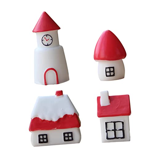 VICASKY 4Stücke Miniatur Hausmodelle Winter Schloss Deko Mini Figuren Für Tisch Wohnaccessoires Miniaturhäuser Für Festliche Dekoration von VICASKY