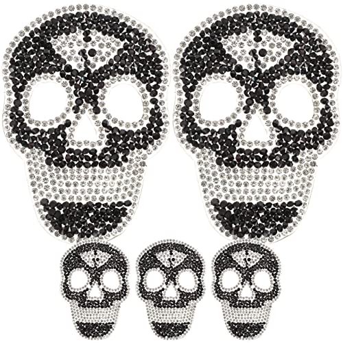 VICASKY 5st Heiße Diamantaufkleber Des Schädels Applikations-reparaturflicken Für Kleidung Totenkopf-strass-patches Totenkopf-patches-dekor Multifunktion Aufkleber Für Heiße Bohrer Harz von VICASKY