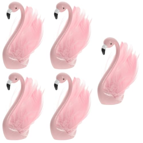 VICASKY 5St Flamingo-Ornamente Flamingo-Kuchendekorationen Flamingo-Schmuck Mini-Flamingo-Skulptur Mini-Flamingos Spielzeug Flamingo-Dekoration simulierte Flamingoverzierung Feder Rosa von VICASKY