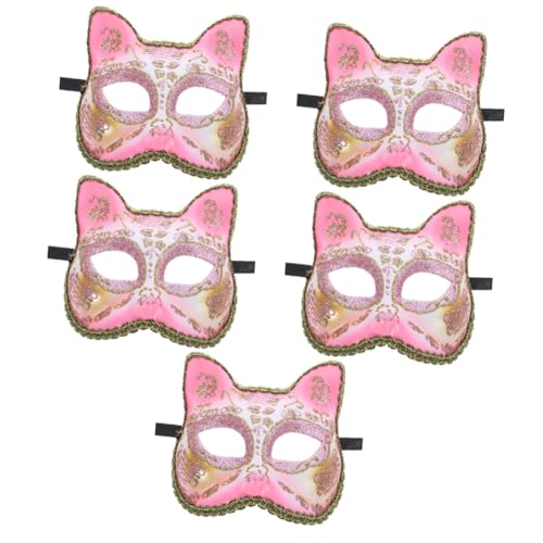 VICASKY 5St Maske Cosplay dekorativ Katze mask halloween mask haloween mask hallowen Halloweenkostüm Partygeschenk Zubehör für Halloween-Kostüme Plastik Rosa von VICASKY