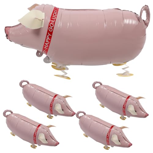 VICASKY 5st Ballon Aufblasbare Nutztiere Tiere Aufblasbar Aufblasbar Aufblasbares Spielzeug Für Kinder Partei Aufblasbar Aufblasendes Tierspielzeug Rosa Aluminiumfolie von VICASKY