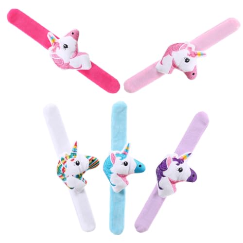 VICASKY 5st Einhorn-plüsch-cartoon-kreis-armband Slap-armband Ohrfeigenarmbänder Zur Dekoration Einhorn-klapparmband Huggers Slap Armband Tiere Party-slap-armbänder Einhorn Schlagarmbänder von VICASKY