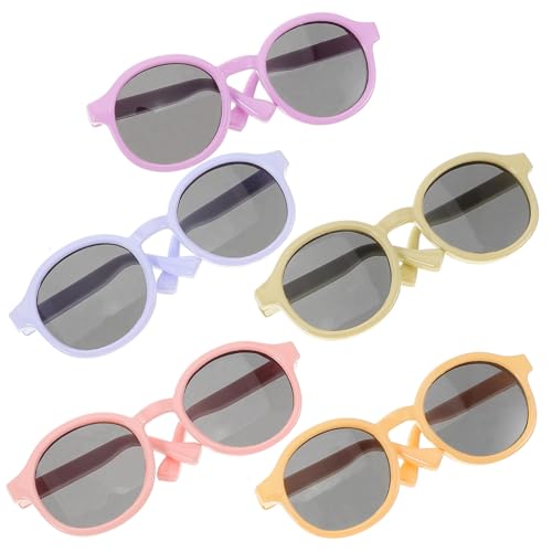 VICASKY 5st Puppenbrille Katzenbrille Mini-Puppen-Sonnenbrillen-Requisiten Lesebrille Für Puppen Minibrille Für Puppen Puppenhauszubehör Runde Drahtgläser Mini-Puppen-Brille Plastik von VICASKY