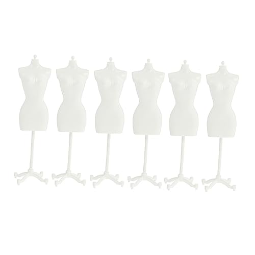 VICASKY 6 STK Halterung Zubehör Schaufensterpuppen Bausätze Mode Puppenkleiderformen Plüsch Miniaturen Minikleid Speichern Mini-Mannequin-Torso Kleidung Für Puppen Weiß Plastik von VICASKY