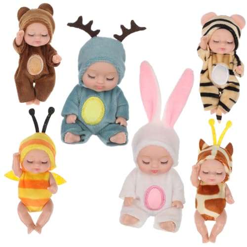 VICASKY 6 STK schlafende Puppe Puppenkleidung kleine Babypuppe Mini-Babypuppen Spielzeug Puppen Toy Dolls kleine Babys Mini-Babys Die Kleidung besteht aus Kristall und superweich von VICASKY