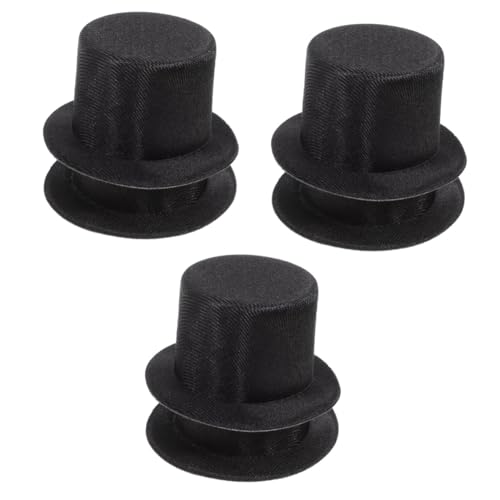 VICASKY 6 Stk Mini-Hut weihnachtsmannmützen santa hats weihnachtadeko Puppenhüte kleine Zylinder Mini-Hüte tischläufer filz süssigkeiten Hut mit kleinem Oberteil Mini-Tops-Hut Stoff Black von VICASKY