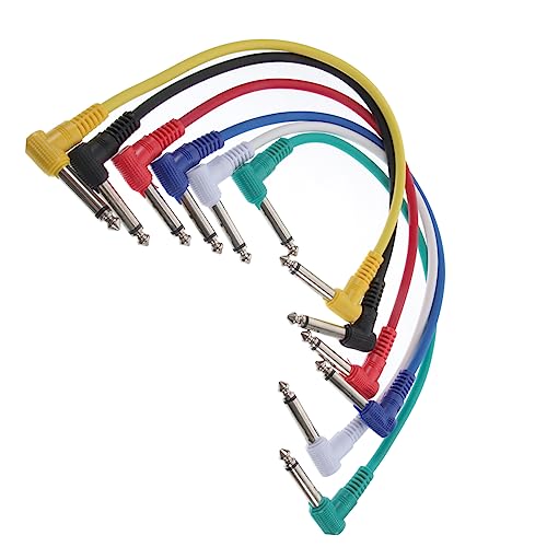 VICASKY 6 Stück Gitarren Patchkabel Stecker Auf Rechtwinklig Stecker Ideal Für Verstärker Und Pedalboards Flexibel Und Langlebig Für Professionelle Anwendungen von VICASKY