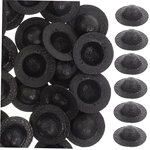 VICASKY 60 STK Mini-Hut Puppenkopfbedeckung Kleiner Puppenhut Miniaturpuppen Minihüte Zum Basteln Mini-puppenmütze Mini-Sombrero-hüte Miniatur-hutspielzeug Mini-Spielzeug Plastik Black von VICASKY