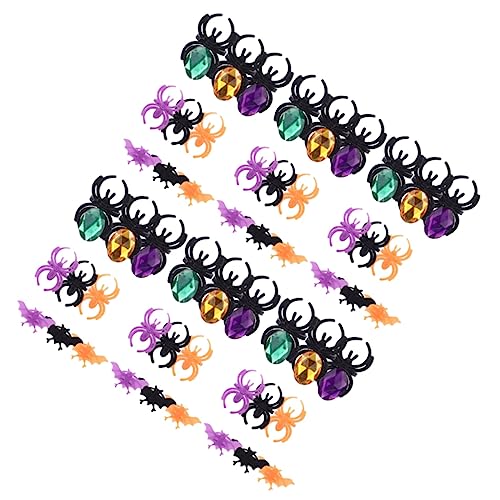 VICASKY 60 Stk Halloween-Dekorative Ringe Zappelring Cartoon-Aufkleber Pinata Glühringe Kostüm halloween costume halloween kleidung Fingerring Halloween Party -Requisiten Plastik von VICASKY