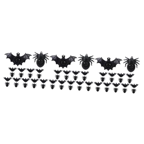 VICASKY 60 Stk Spinnenpfeife lauter, knackiger Ton pfeift Notpfeifen Halloween-Party-Pfeife Spinnenparty Kinderparty Spielzeug Pfeifen Requisiten Halloween-Fledermauspfeife Plastik Black von VICASKY