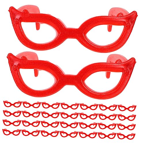 VICASKY 60st Mini-Brille Puppe Brillen Mit Klaren Gläsern Accessoires Für Mädchen Lustige Brillenspielzeuge Kleine Sonnenbrille Aus Kunststoff Modische Brillendekore Plastik Rot von VICASKY