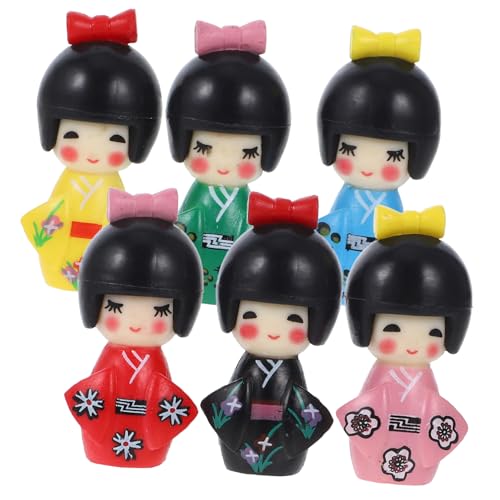 VICASKY 6St Kimono-Puppenschmuck Puppen kinderpuppe Toy Dolls Puppen Film Meerjungfrau Fee Stitch tortendeko Tisch deko japanische tischdekoration traditionelle Puppe PVC von VICASKY