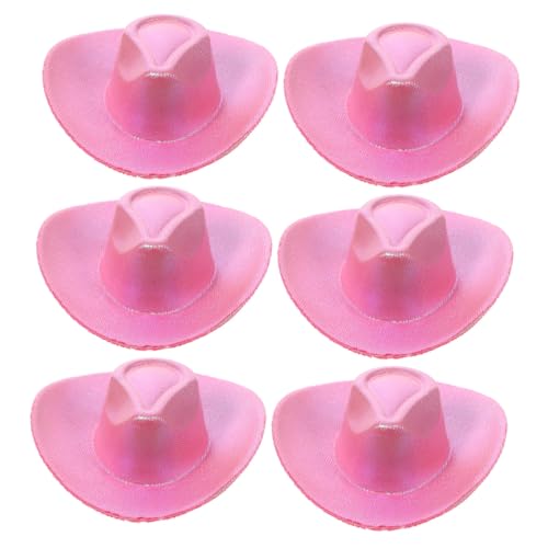 VICASKY 6St Mini-Cowboyhut wandverkleidung Wand polsterung Wiederverwendbarer Hut doll Clothes Puppenhut Hüte für Frauen Landhut kleine Hüte basteln austauschbare Minihüte Kunstleder Rosy von VICASKY