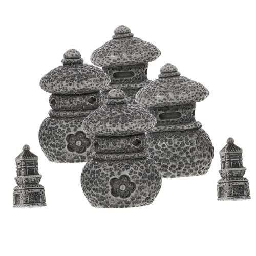 VICASKY 6St Modell eines Gartenpavillons Gartenpagode Zubehör für Terrarien Feng Shui Zen-Gartensand gartenhaus zubehör Tischdekoration Mikro-Landschaftspavillon-Ornament Harz Grey von VICASKY