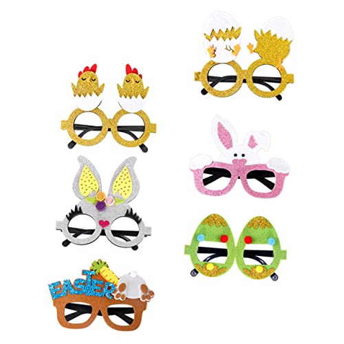 VICASKY 6St Ostern Brillengestell LED-Brille Gastgeschenke rechteckige sonnenbrille für damen Rave-Brille easter decoration Osterfest Dekoration Kinderparty-Brille Partydekoration gefühlt von VICASKY