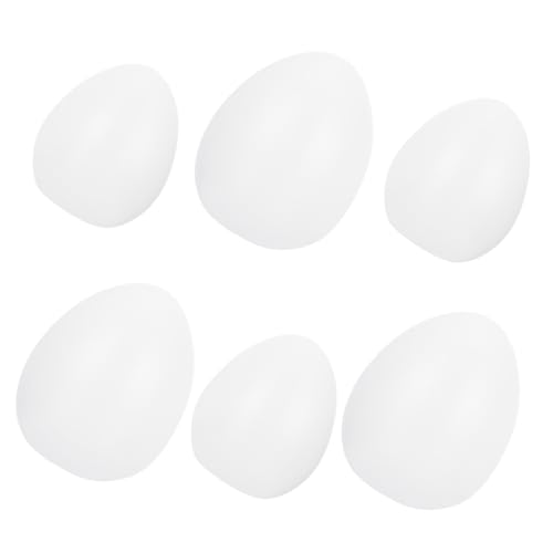 VICASKY 6St bemalter Ei-Embryo Schaumei basteln Dekorationsset Konfetti-Eier gefälschte Hühnereier easter eggs easter egg decoration Plastikeier prop osterei aus plastik selber machen Weiß von VICASKY