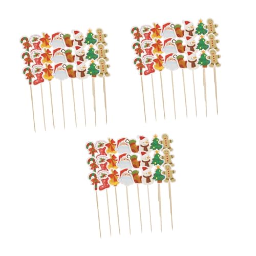 VICASKY 72 Stk Weihnachtsgeschirr Dekorationen Für Hochzeitsfeiern Kreative Snacksticks Dekorative Picks Partydekorationen Snack-sticks Holzspieß Obstspieße Partyzubehör Hölzern von VICASKY