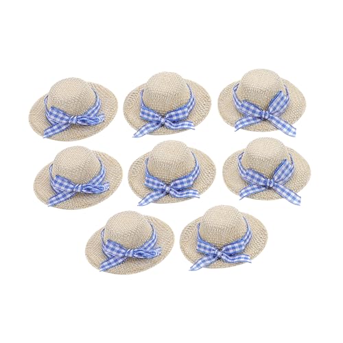 VICASKY 8 STK Strohhut Puppenzubehör Miniaturhut Kleiner Tierhut Mini-Sombrero-hüte Puppenhüte Mini-hexenhüte Minihüte Zum Basteln Mini-hüte Zubehör Für Babypuppen Miniaturhüte Beige Weben von VICASKY