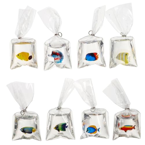 VICASKY 8 Stück transparenter Fischschmuck aus Kunstharz, Fisch-Ornament, Goldfisch-Anhänger zum Selbermachen, Fischanhänger, Fischanhänger, Fischanhänger, transparenter Fischanhänger, Kunststoff VICASKY 8 Stück transparenter Fischschmuck aus Kunstharz, Fisch-Ornament, Goldfisch-Anhänger zum Selbermachen, Fischanhänger, Fischanhänger, Fischanhänger, transparenter Fischanhänger, Kunststoff von VICASKY