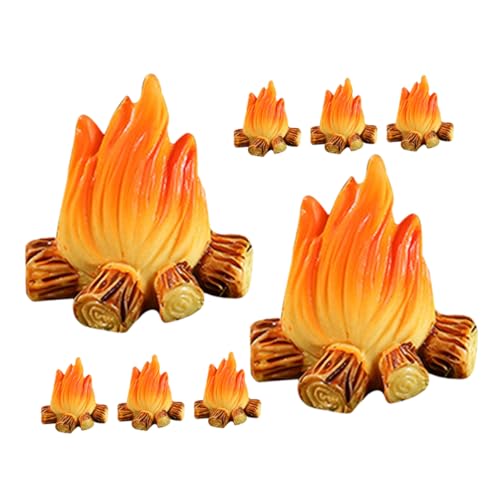 VICASKY 8st Feuerschmuck Kleine Terrarienfigur Mikro-Lagerfeuer-Modell Mikro-Szene-Requisiten- Gefälschtes Lagerfeuermodell Feenhaftes Gartenfeuer Lagerfeuer Im Feengarten Harz von VICASKY