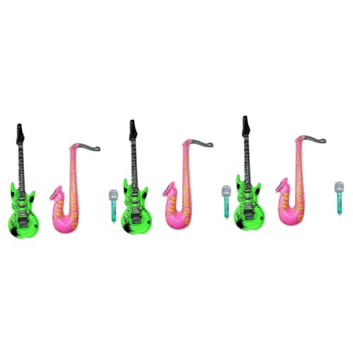 VICASKY 9 Stk Aufblasbares Mikrofon Gitarre Sprengen Explosionsgitarre Für Kinder Musikalisches Spielzeug Aufblasbares Saxophon Spielzeug Mit Aufblasbaren Instrumenten Kinder Spielset von VICASKY